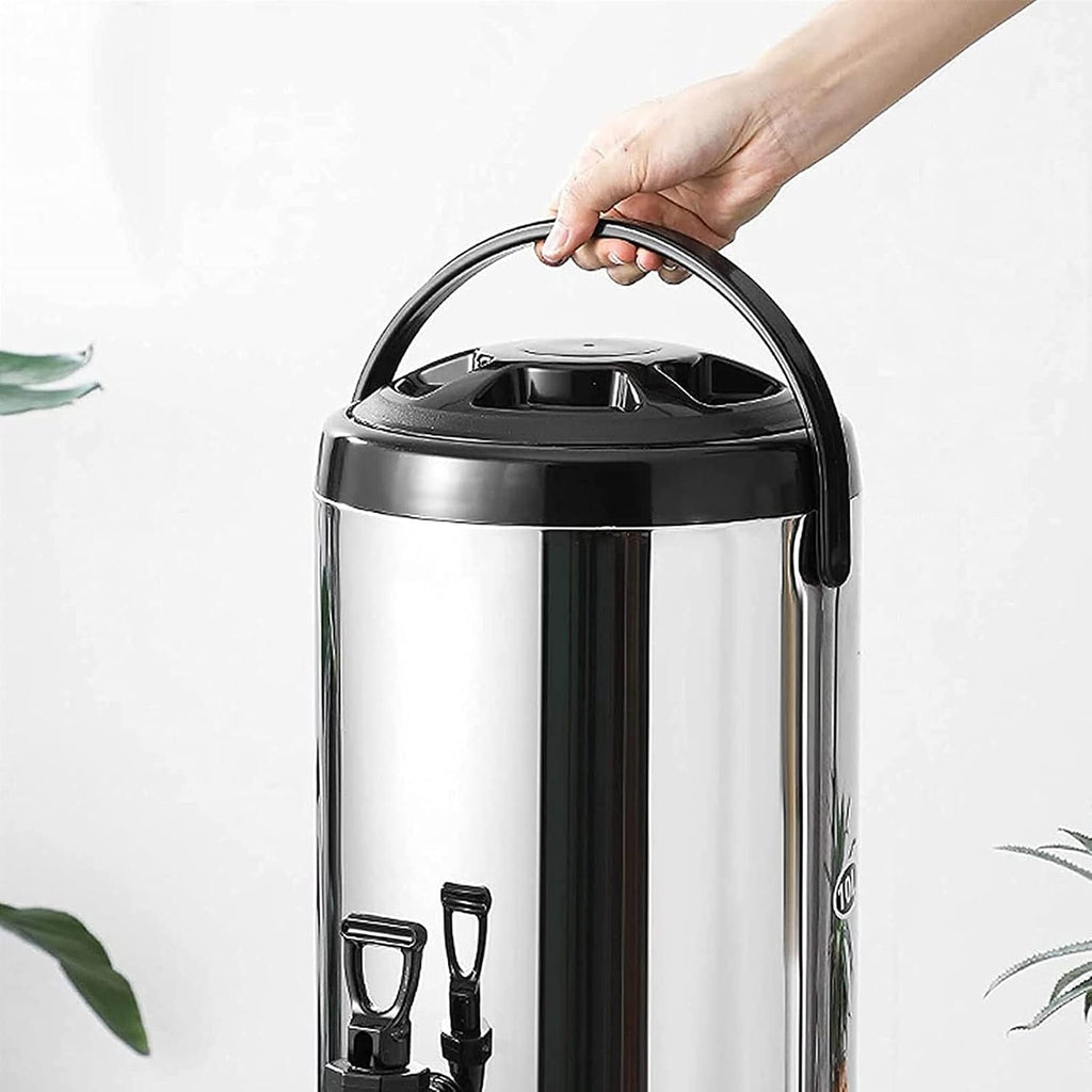 Juice Dispenser Beverage Dispenser, Boiler Warmer Coffee Urn Stainless Steel Hot Water Kettle Dispenser with Cover and Spigot Milk Tea Bucket Insulated Barrel for Hot Water Or Beverage