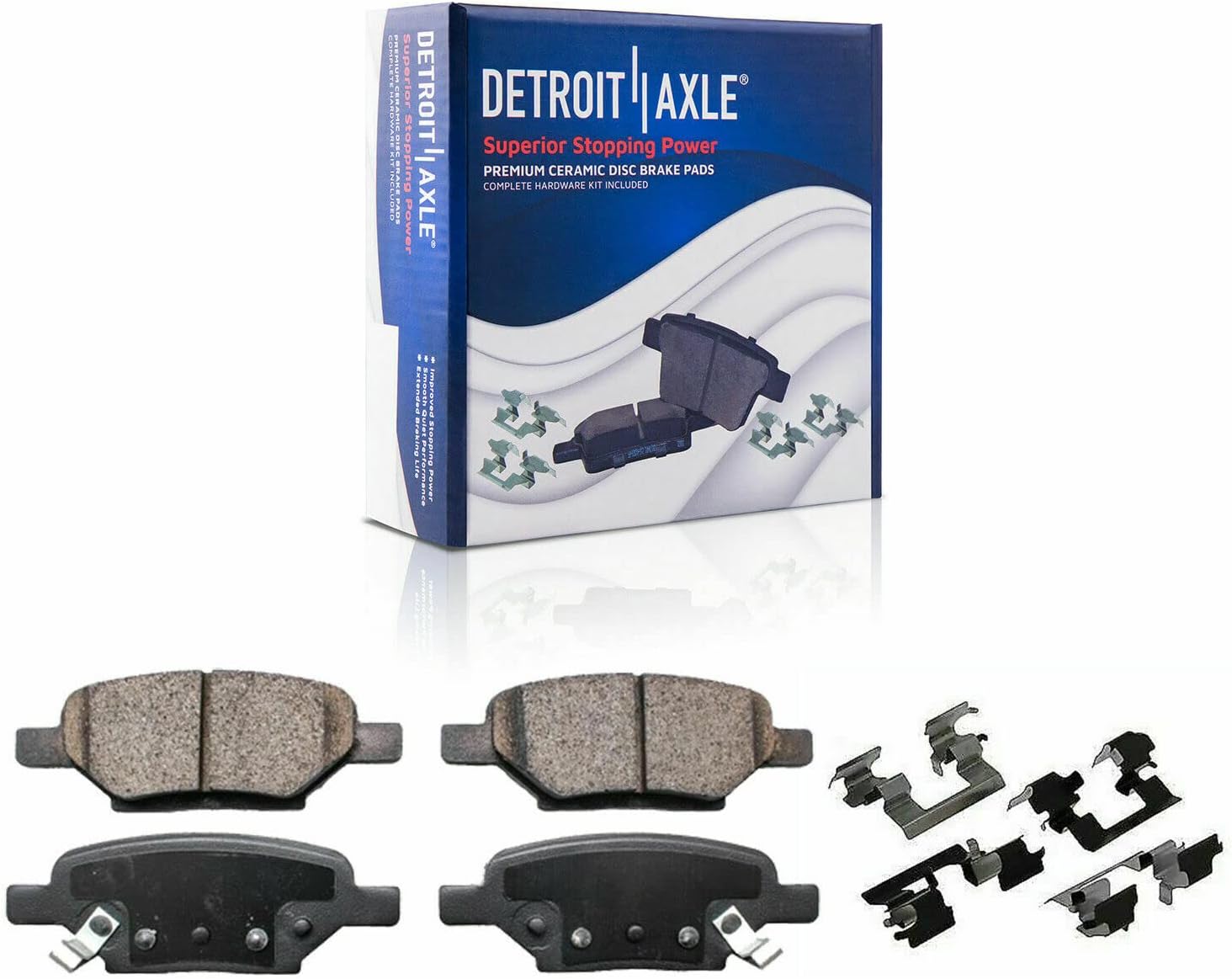 Detroit Axle - Brake Kit for Chevy Malibu Pontiac G6 Saturn Aura, 11.65'' inch Front & 10.63'' inch Rear Drilled Brake Rotors Ceramic Brake Pads Wheel Bearing Hubs Wheel Lug Nuts Replacement