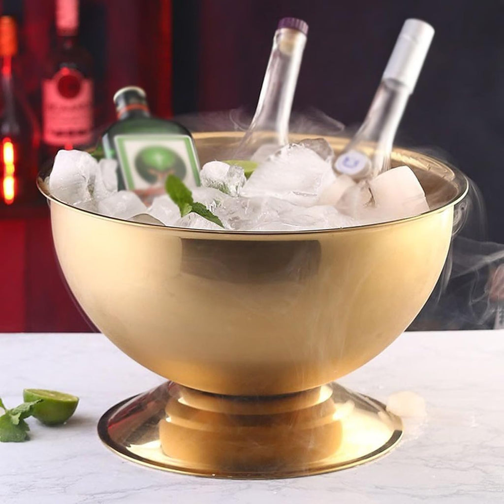 Ice Buckets 13.5L Stainless Steel Insulated Metal Ice Bucket, Large Ice Buckets for Parties, Beverage Tub/Ice Bucket Champagne Buckets for Business and Family Party Insulated Ice Bucket ( Color : Gold