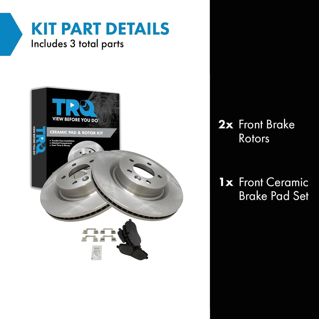 TRQ Front Brake Pad and Rotor Set Ceramic Vented Rotors Compatible with 2005-2009 Land Rover LR3 2006-2009 Range Rover Sport
