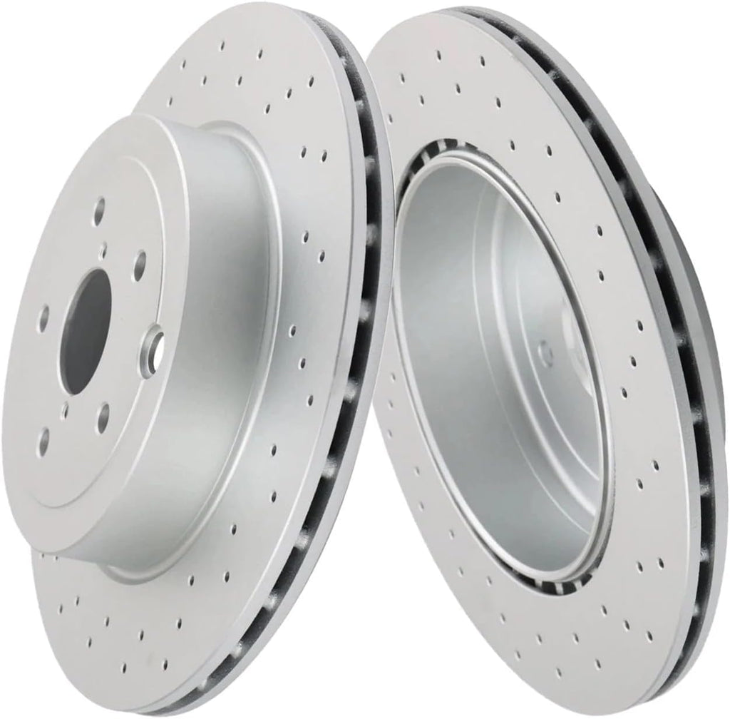 Detroit Axle - 8pc Brake Kit for 2018 2019 2020 2021 Subaru WRX STI, Drilled and Slotted Disc Brake Rotors Ceramic Brakes Pads Replacement: 13.39' inch Front and 12.84' inch Rear Vented Rotor