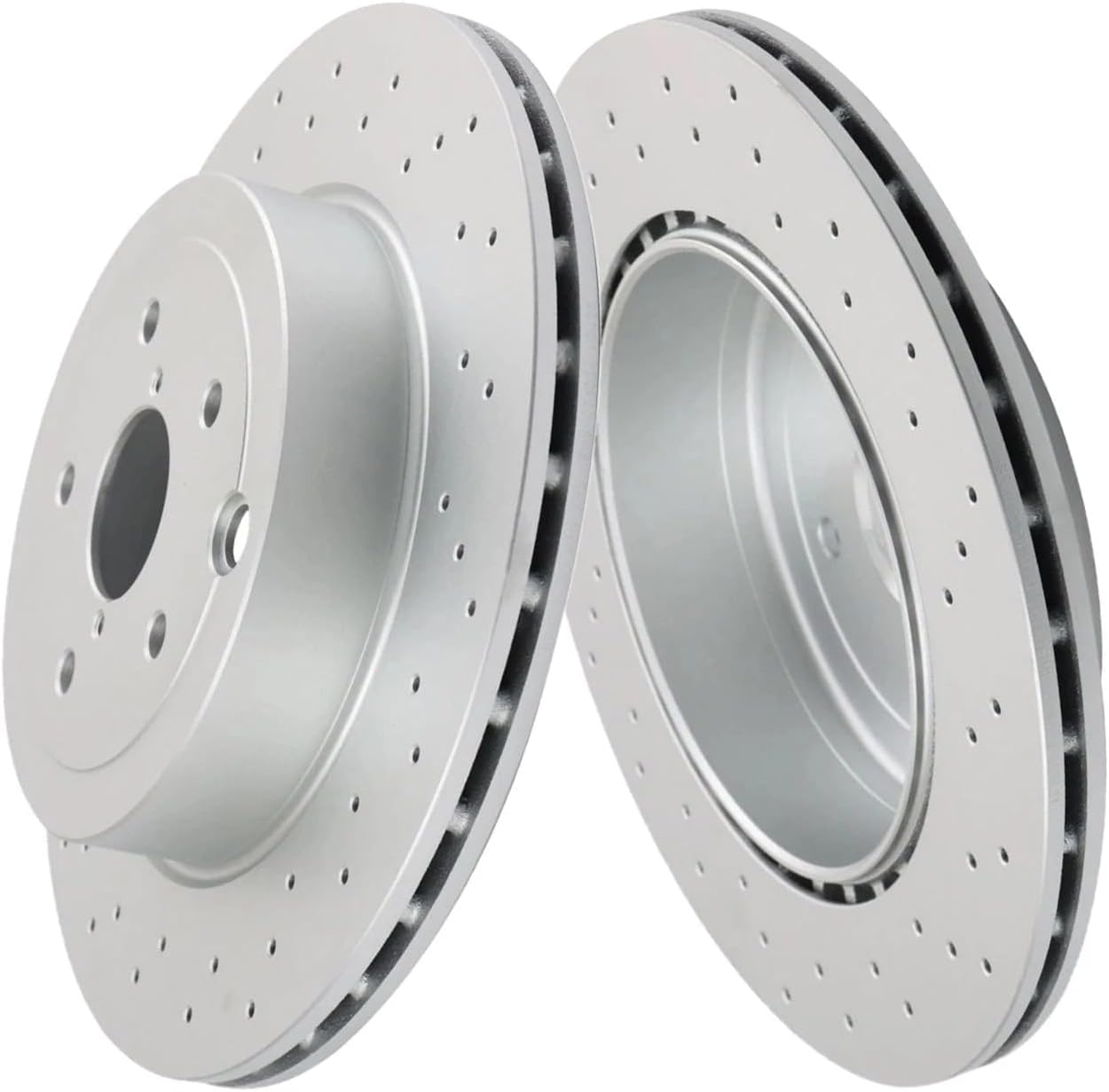 Detroit Axle - 8pc Brake Kit for 2018 2019 2020 2021 Subaru WRX STI, Drilled and Slotted Disc Brake Rotors Ceramic Brakes Pads Replacement: 13.39' inch Front and 12.84' inch Rear Vented Rotor