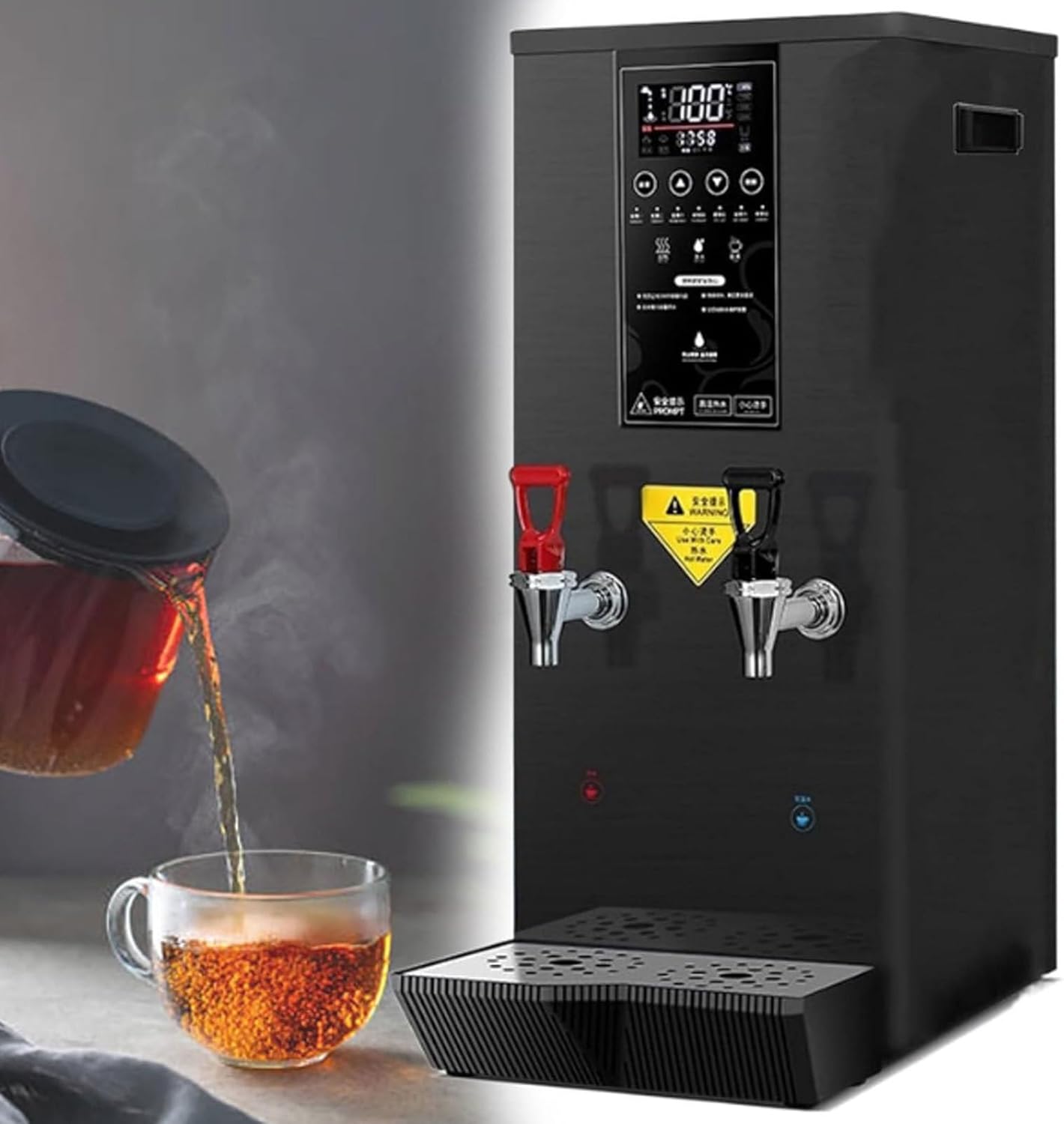 Commercial Instant Water Dispenser, 3000 w Desktop Electric Hot Water Boiler, 60°C to 100°C Adjustable, Automatic Hot Water Pot Digital Control Panel/Auto Temperature Control Black