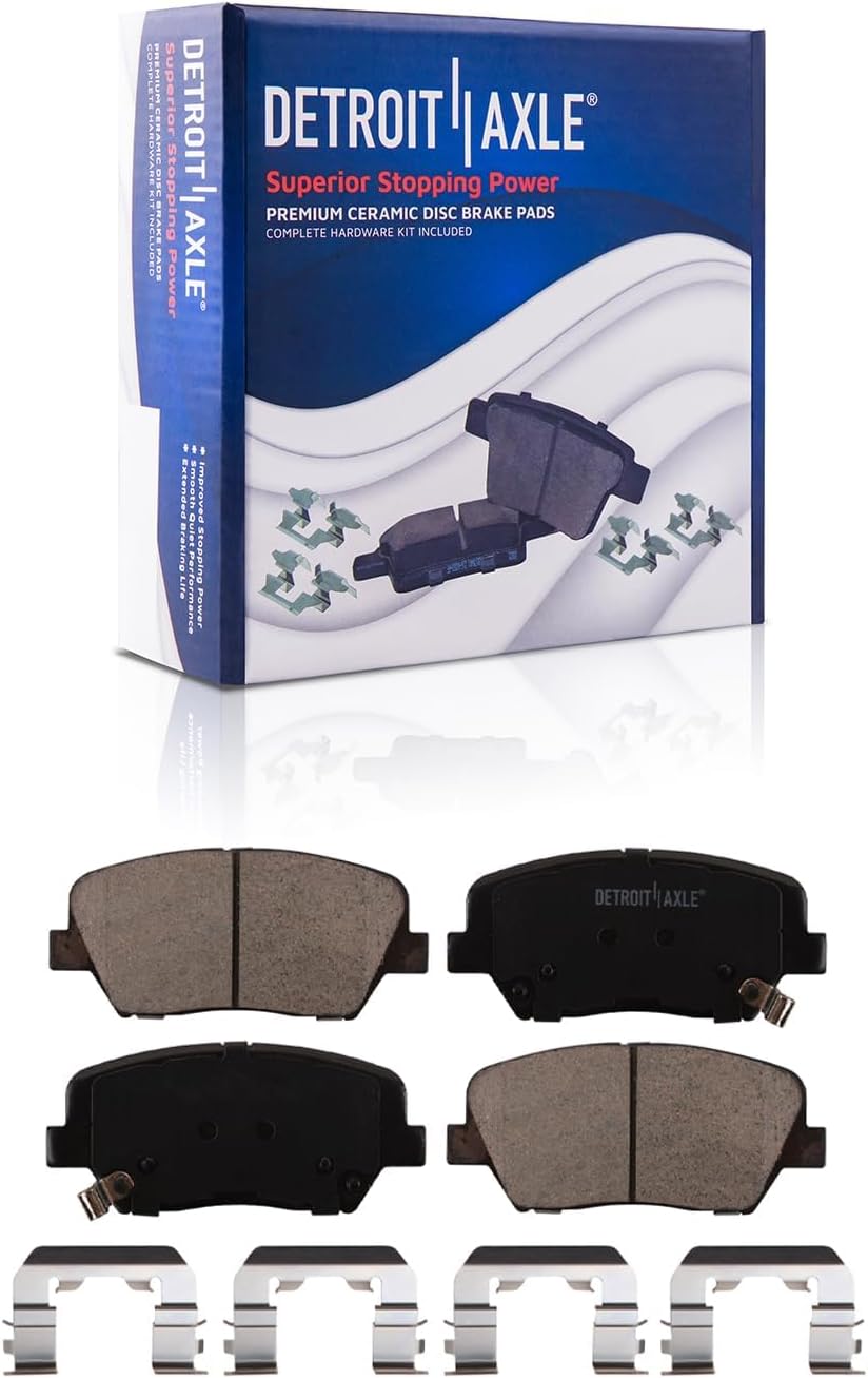 Detroit Axle - Front Brake Kit for 2014 2015 2016 2017 Kia Rondo, Disc Brake Rotors Ceramic Brakes Pads with Hardware Replacement