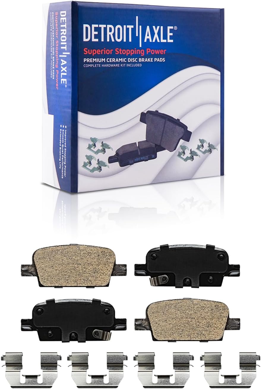 Detroit Axle - 8pc Brake Kit for 2017 2018 Chevrolet Malibu [with Manual Parking Brake], Disc Brake Rotors Ceramic Brakes Pads Replacement: 11.81' inch Front and 11.34' inch Rear Rotors