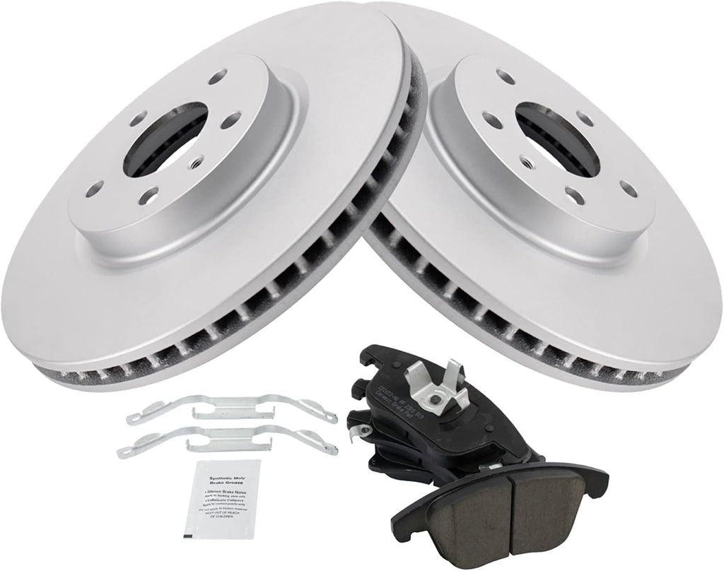 TRQ Front Brake Pad and Rotor Set Ceramic G Coated Vented Rotors Compatible with 2013-2020 Ford Fusion 2013-2016 Lincoln MKZ