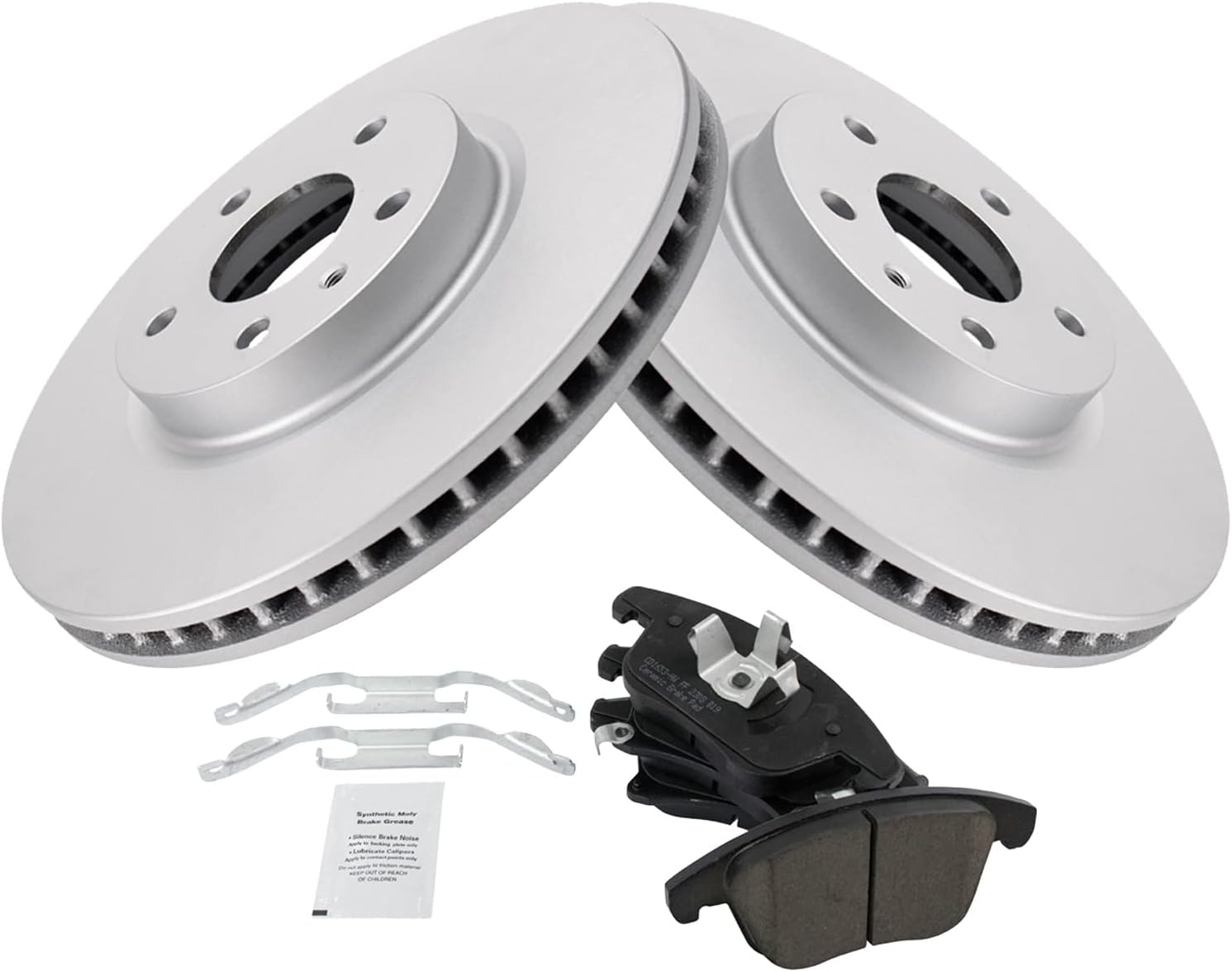 TRQ Front Brake Pad and Rotor Set Ceramic G Coated Vented Rotors Compatible with 2013-2020 Ford Fusion 2013-2016 Lincoln MKZ