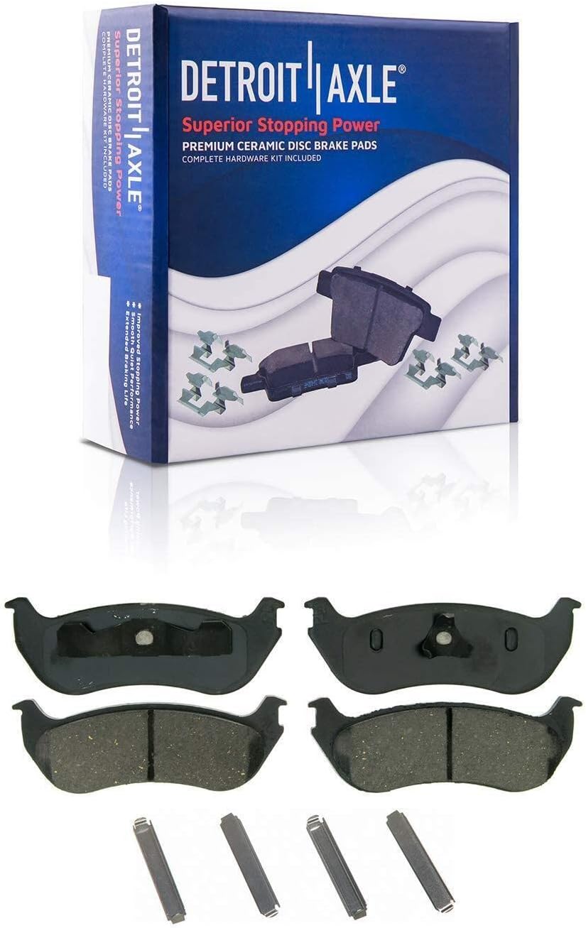 Detroit Axle - Brake Kit for 02-05 Ford Explorer Mercury Mountaineer, Front and Rear Drilled & Slotted Brake Rotors Ceramic Brake Pads Wheel Lug Nuts 2002 2003 2004 2005 Replacement