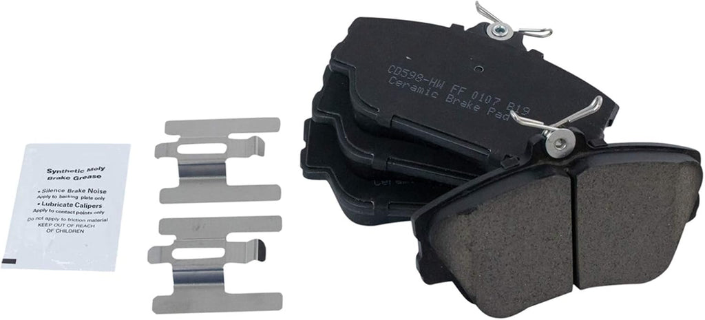 TRQ Front Brake Pad and Rotor Set Ceramic Rotors Calipers Compatible with 2001-2007 Ford Taurus 2001-2005 Mercury Sable 2002 Lincoln Continental