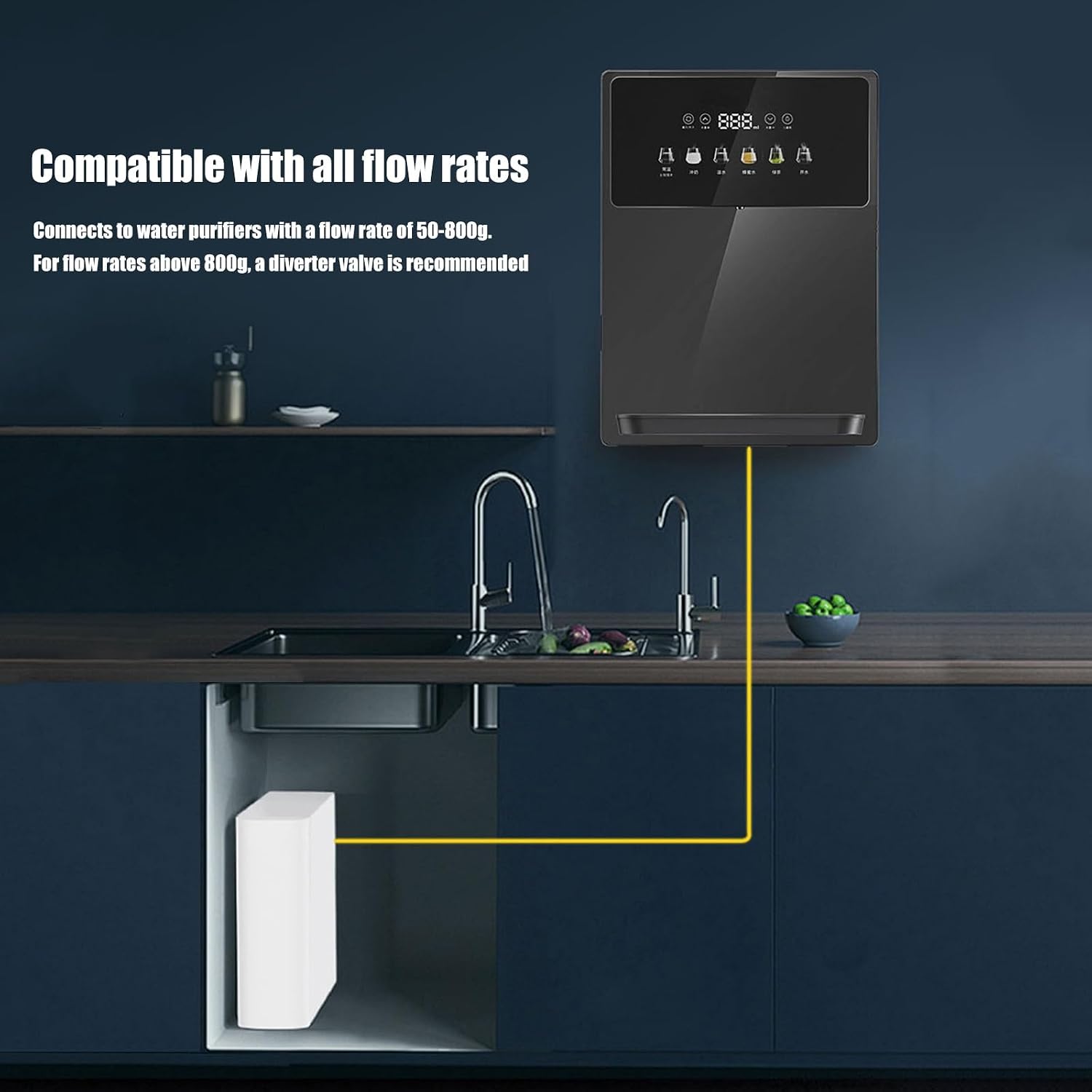 Wall Mounted Instant Heat Water Cooler Dispenser, Electric Countertop Hot Water Machine, LED Touchscreen with Child Lock, for Boba Tea Coffee Office Restaurant(White)