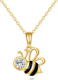 DOVRAN Real Solid Gold Birthstone Butterfly/Dragonfly/Bee/Hummingbird Necklace for Women Yellow Gold Animal Pendant for Christmas Dainty Jewelry Birthday Gifts for Mom Wife