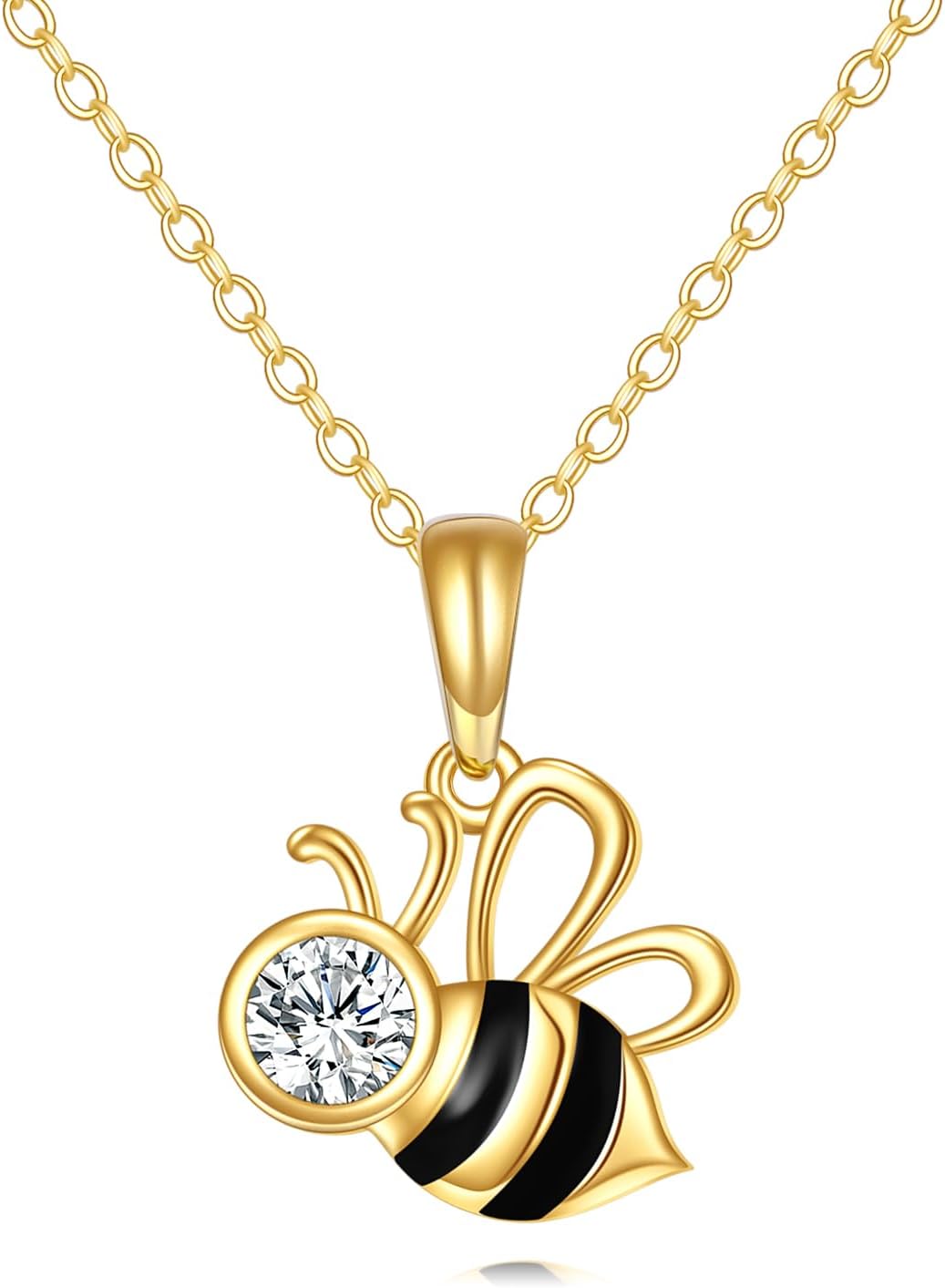 DOVRAN Real Solid Gold Birthstone Butterfly/Dragonfly/Bee/Hummingbird Necklace for Women Yellow Gold Animal Pendant for Christmas Dainty Jewelry Birthday Gifts for Mom Wife