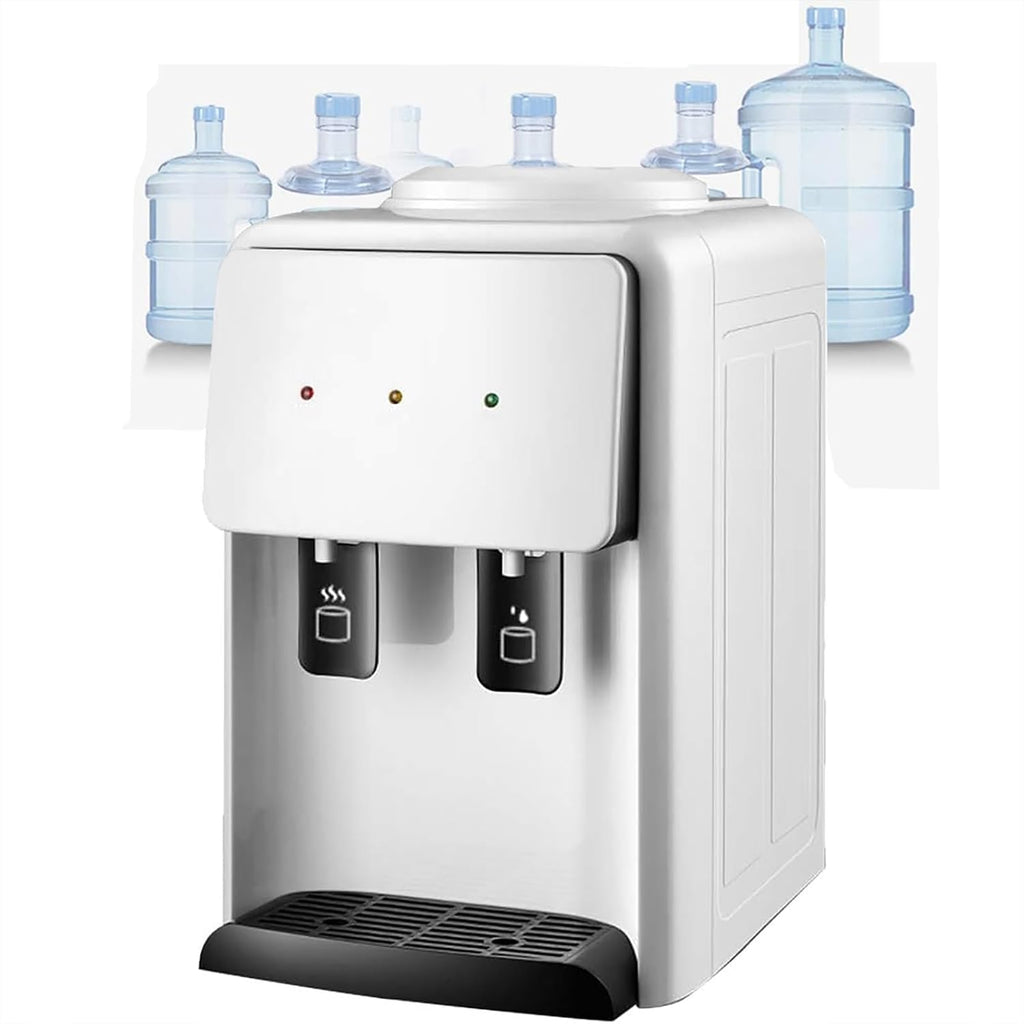 Portable Water Dispenser, Hot Cold Function, High Capacity Electric Dispenser with 2 Tap and Stainless Steel Inner Container, Bottled Water Desktop Water Machine