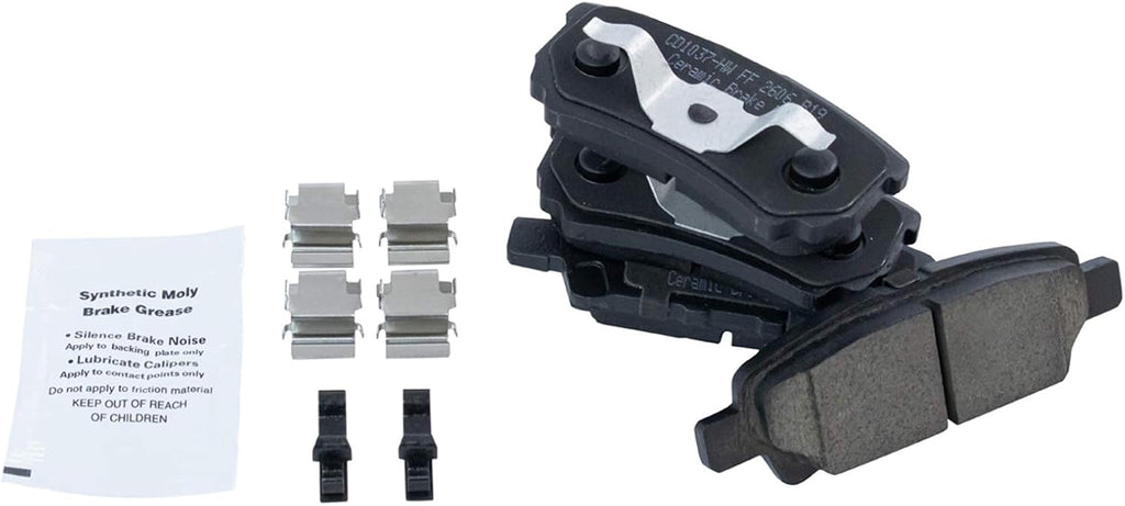 TRQ Front and Rear Ceramic Brake Pad and Rotor Set Compatible with 12-14 Chrysler 200 with 262 mm Diameter Rear Rotors with 294 mm Diameter Front Rotors