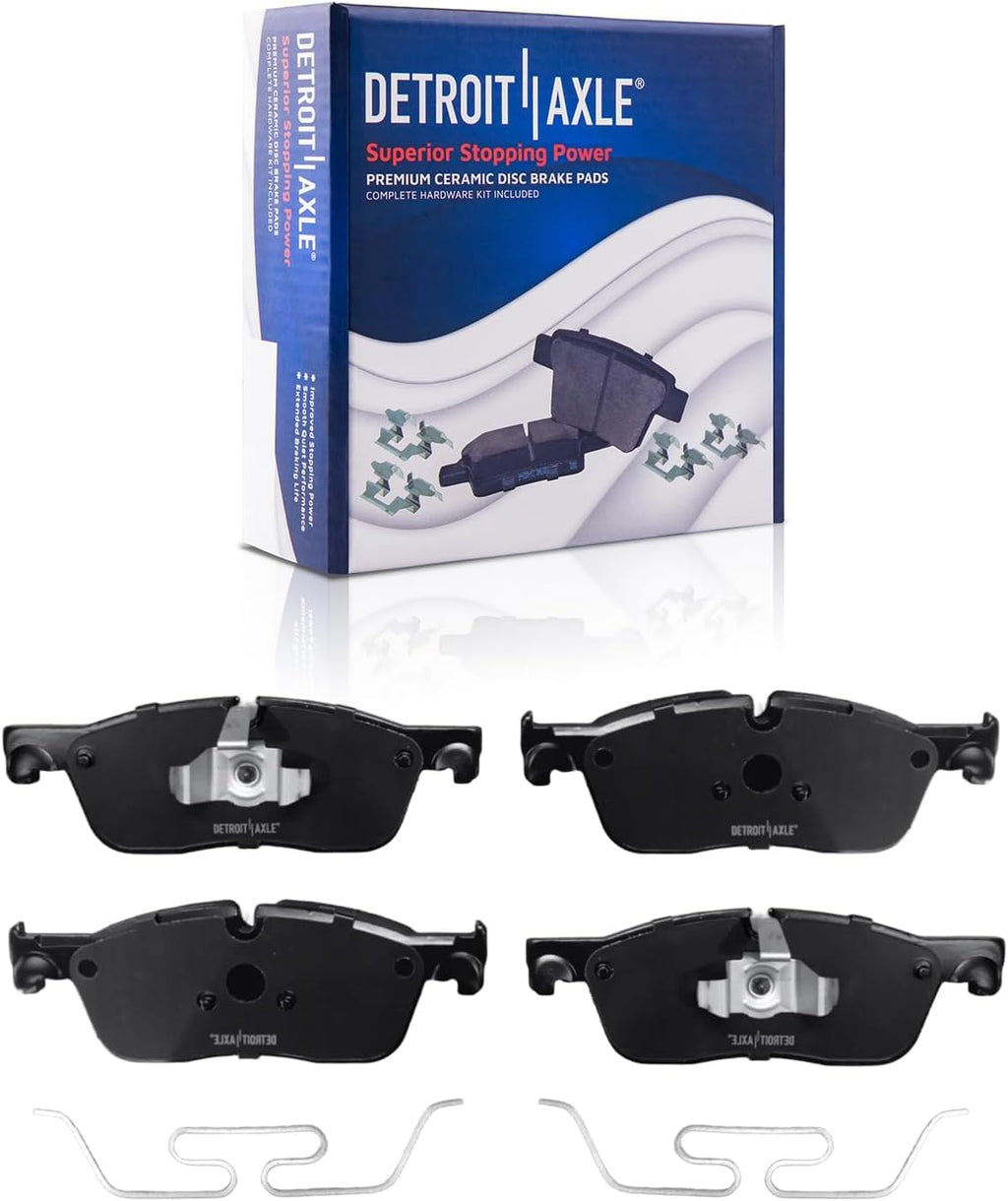 Detroit Axle - 8pc Brake Kit for 2015-2019 Land Rover Discovery Sport 2018-2019 Jaguar E-Pace 12.80' inch Front and 11.81' inch Rear Disc Brake Rotors Ceramic Brakes Pads Replacement