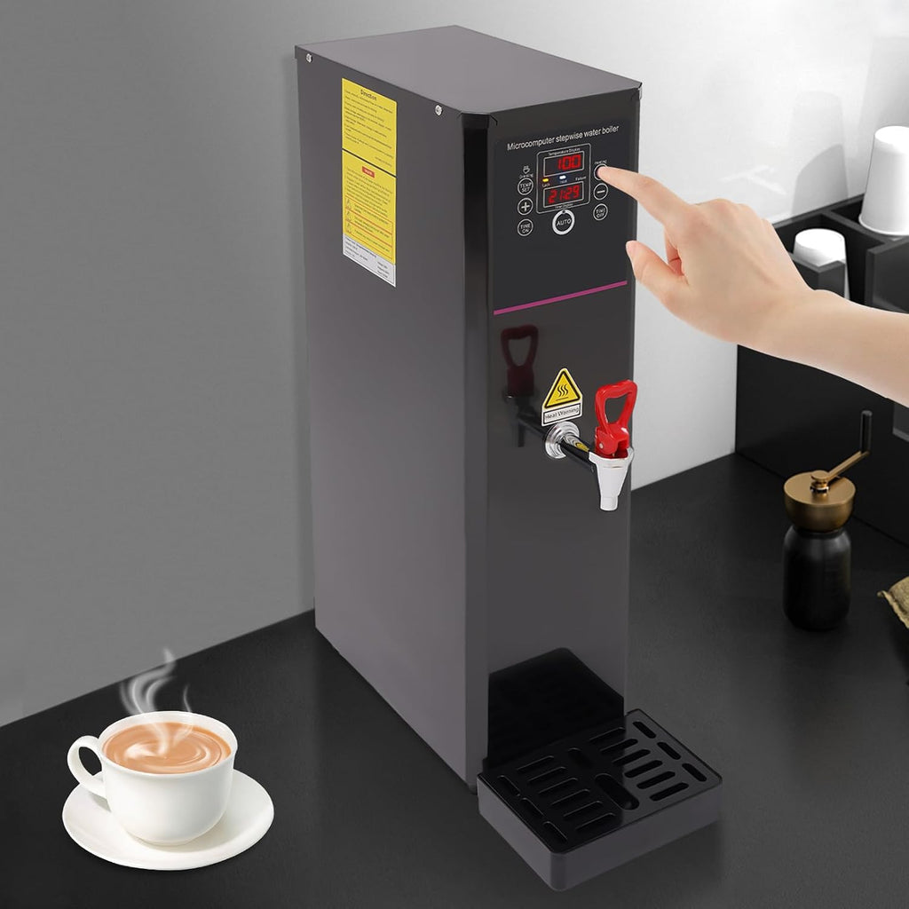 Step-Heating Commercial Hot Water Dispenser Countertop 3000W Fast Ready Water Boiler Machine Automatic 20L Water Boiler for Restaurant, Home, Office(20L,Black)