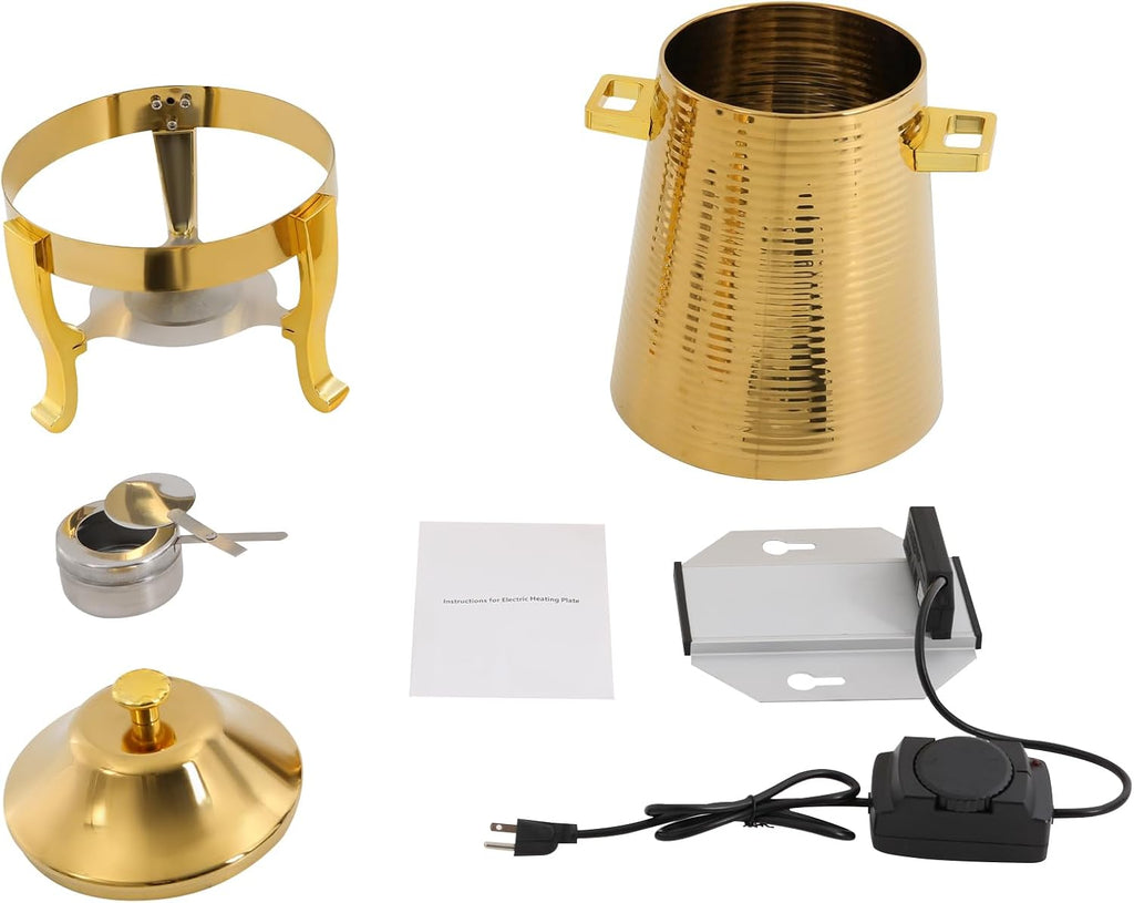 Insulated Beverage Dispenser 13L Stainless Steel Hot Drink Dispenser Countertop Commercial Hot and Cold Coffee Carafe with Spigot & Stand for Tea, Coffee, Milk, Water & Juice (Gold)