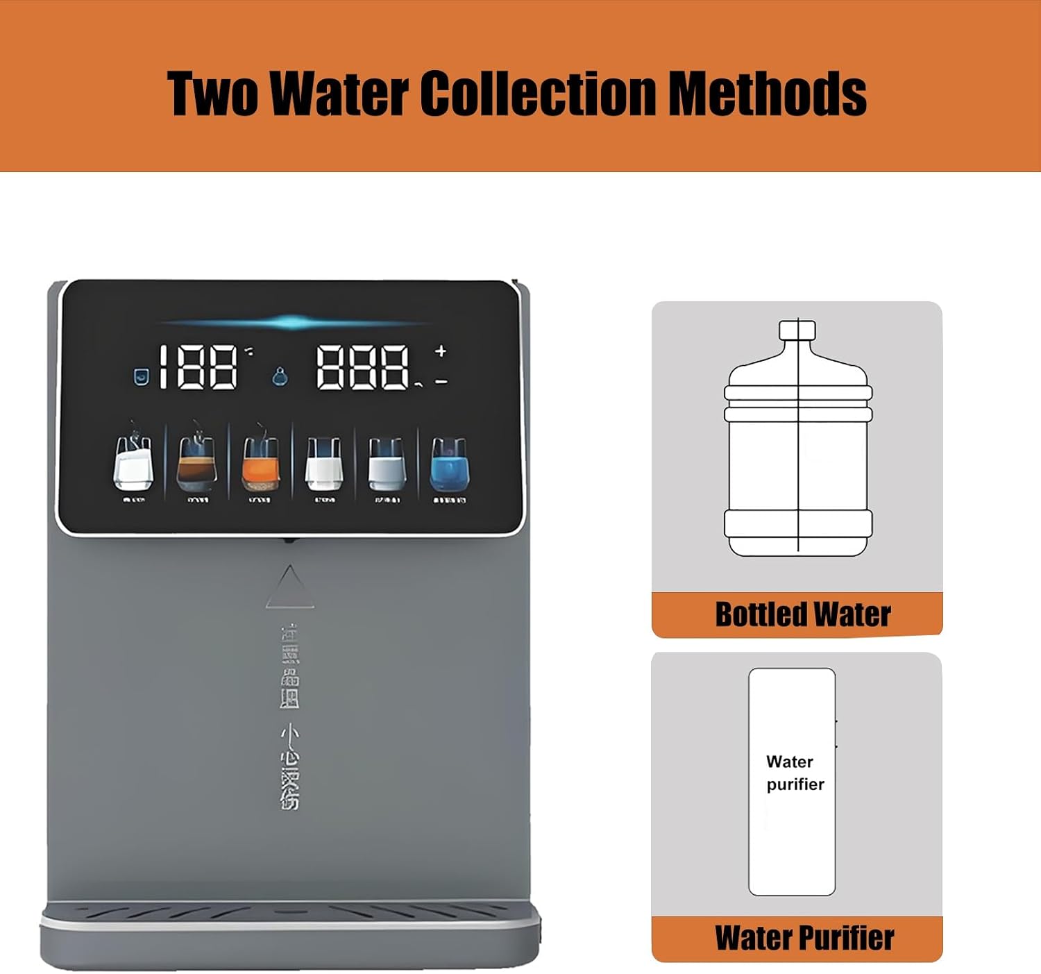 Wall-Mounted Mains Fed Unit Water Dispenser, Automatic Kitchen Cold Despenser with Safety Children's Lock, Hot Water 20L/h, for House Hold/Office(Black)