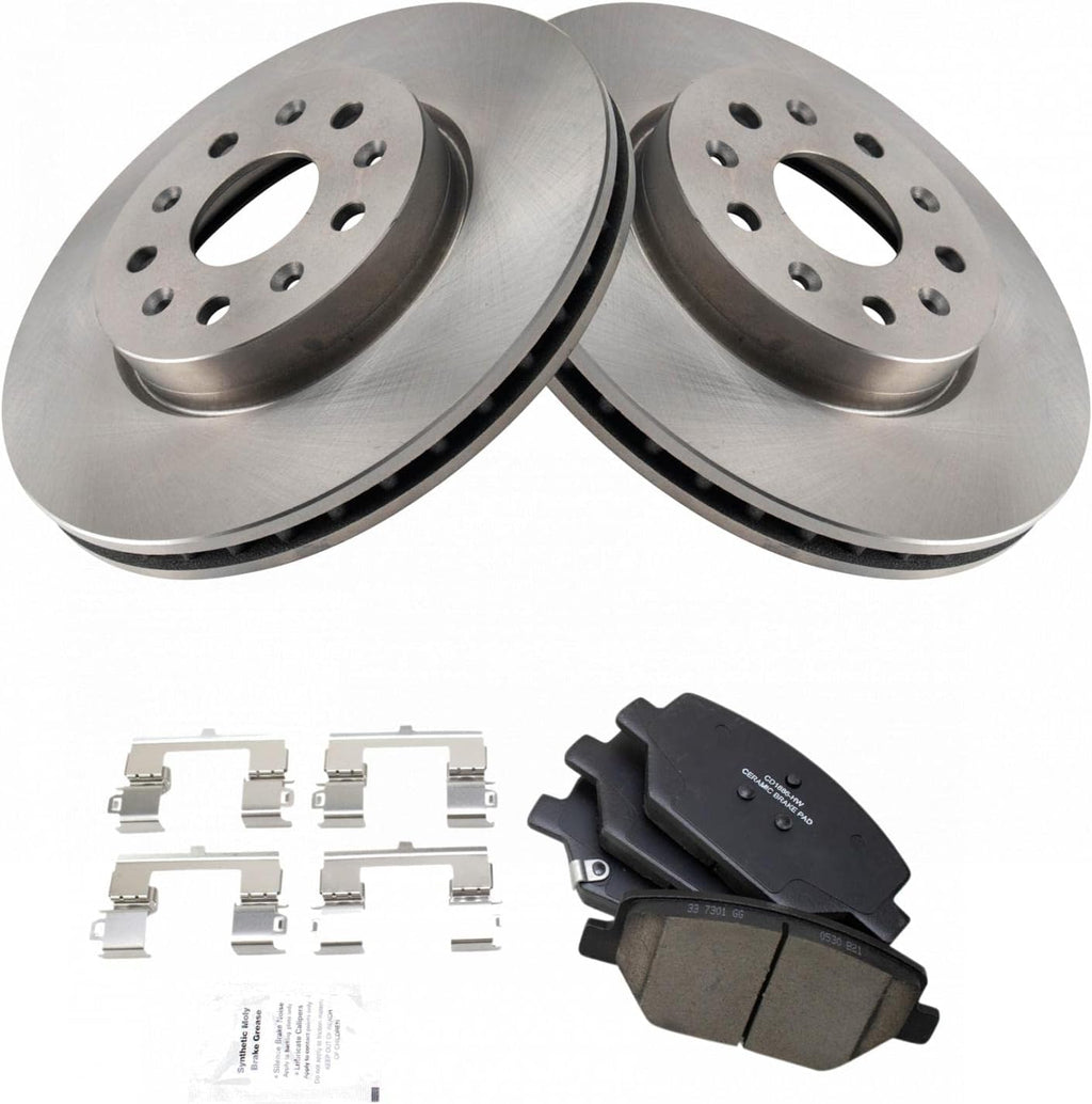 TRQ Front Brake Pad and Rotor Set Ceramic Vented Rotors Compatible with 2016-2020 Chevrolet Camaro