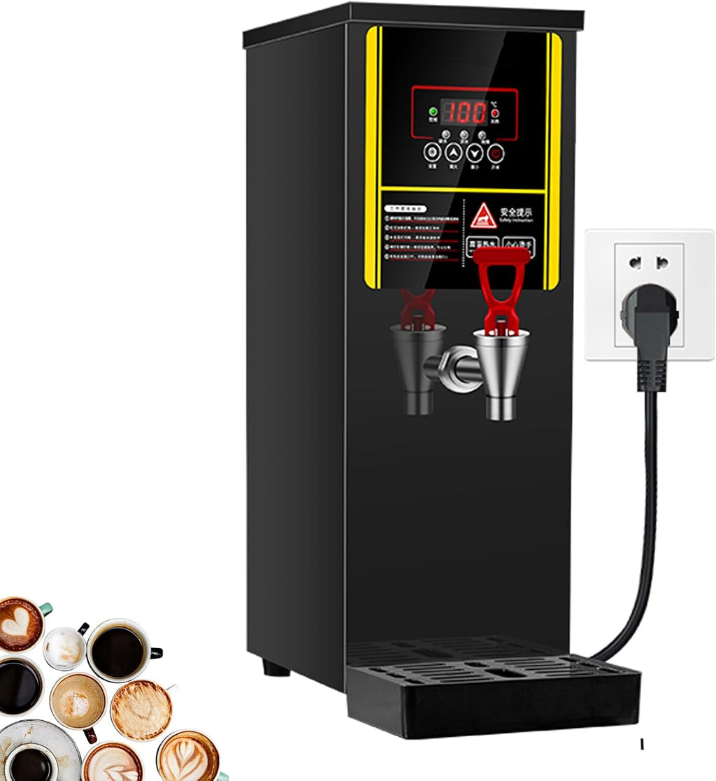 3000W Automatic Counter Hot Water Boiler, Commercial Hot Water Dispenser 30L, Electric Countertop Step-Heating Boiler for Tea, Stainless Steel Countertop Boiling Water Machine, for,A Black