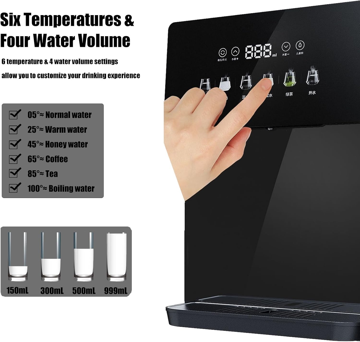 Wall Mounted Instant Heat Water Cooler Dispenser, Electric Countertop Hot Water Machine, LED Touchscreen with Child Lock, for Boba Tea Coffee Office Restaurant(White)
