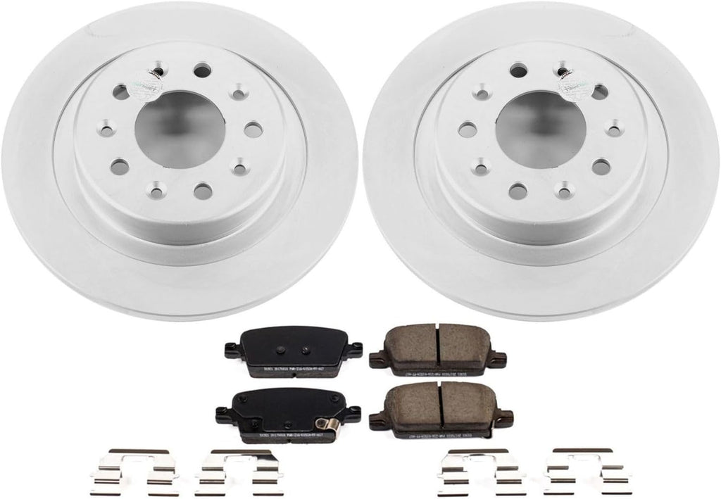PowerStop Rear Brake Kit for Chevrolet Malibu 2016-23 - Fully-Coated Disc Rotors with Z17 Ceramic Brake Pads Replacement, CRK7722
