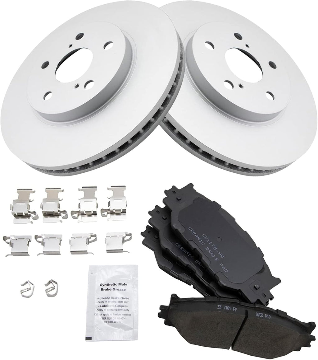 TRQ Front Brake Pad and Rotor Set Ceramic G Coated Rotors Compatible with 2006-2008 Lexus IS250 2014-2015 IS250