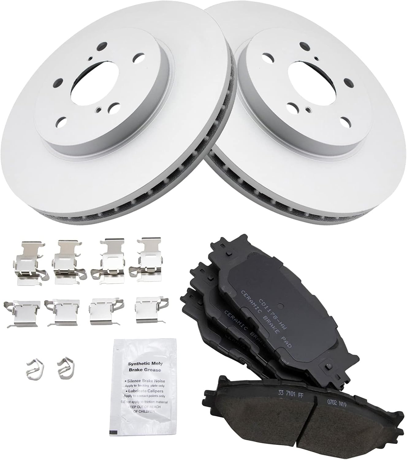 TRQ Front Brake Pad and Rotor Set Ceramic G Coated Rotors Compatible with 2006-2008 Lexus IS250 2014-2015 IS250