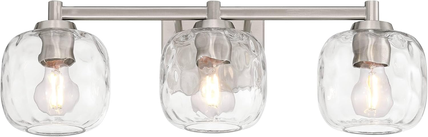 Possini Euro Design Possini Euro Mio 23' W Brushed Nickel Water Glass 3-Light Bath Light