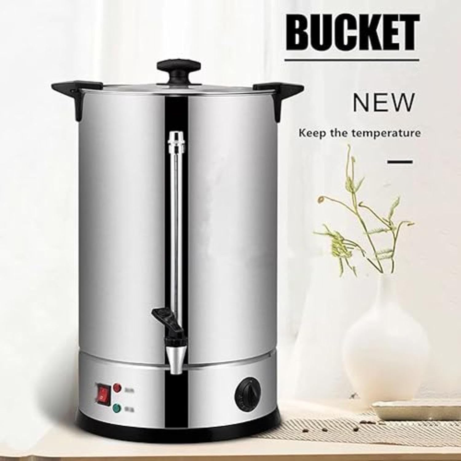 Electric Tea Urn,40L Commercial Stainless Steel Hot Water Urn Cateurn with Tap, Insulated Bucket for Coffee Water Milk,45L