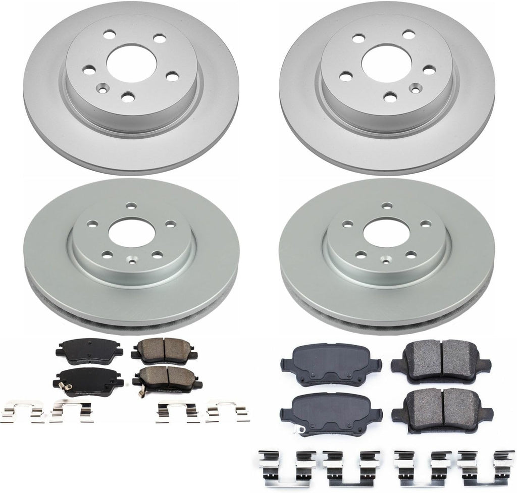 PowerStop Front and Rear Brake Kit for Chevrolet Cruze 2016 - Fully-Coated Disc Rotors with Z17 Ceramic Brake Pads Replacement, CRK7907