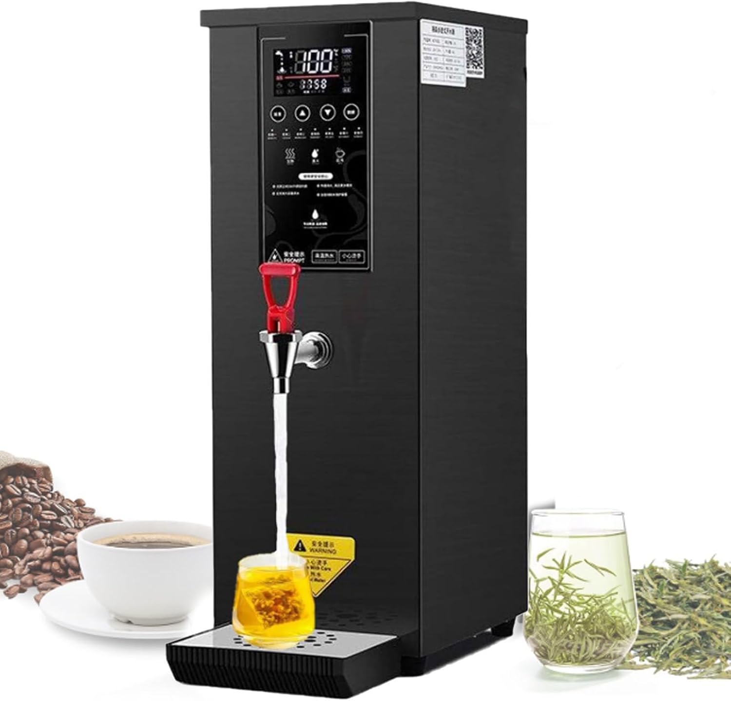 Commercial Hot Water Dispenser Boiler, 3000W Electric Catering Urn, Temperature Adjustable, 60L/H Large Output, Quick Brewing for Coffee, Tea, Milk, Hot Drinks Black