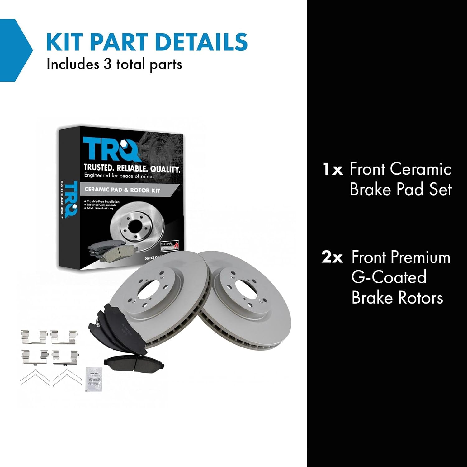 TRQ Front Brake Pad and Rotor Set Ceramic Vented Rotors Compatible with 2007-2013 Acura MDX 2014-2020 RLX 2010-2013 ZDX 2009-2015 Honda Pilot