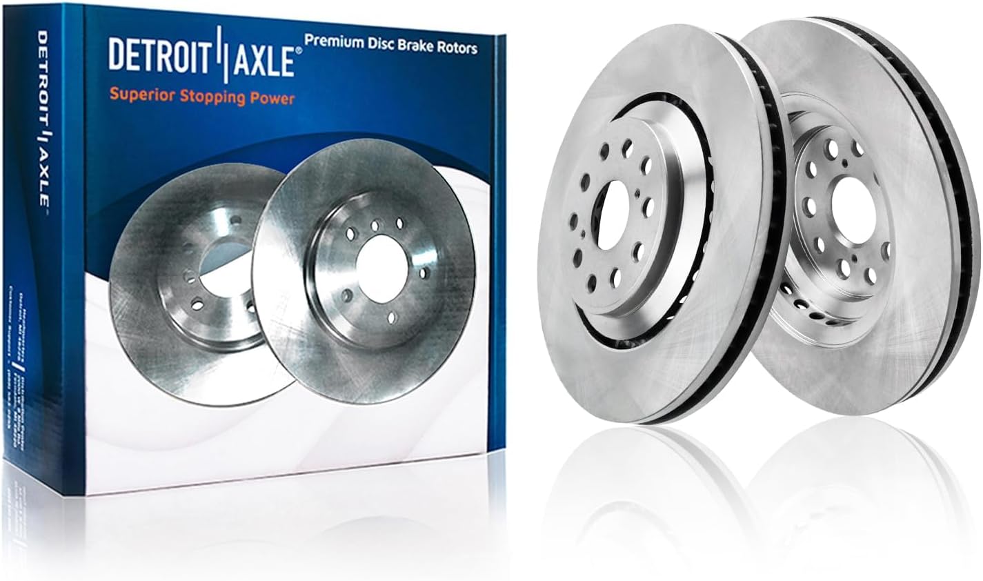 Detroit Axle - 8pc Brake Kit for 2018-2025 Lexus LS500 LS500h, Disc Brake Rotors Ceramic Brakes Pads 2019 2020 2021 2022 2023 2024 Replacement : 14.06' inch Front and 13.19' inch Rear Rotor