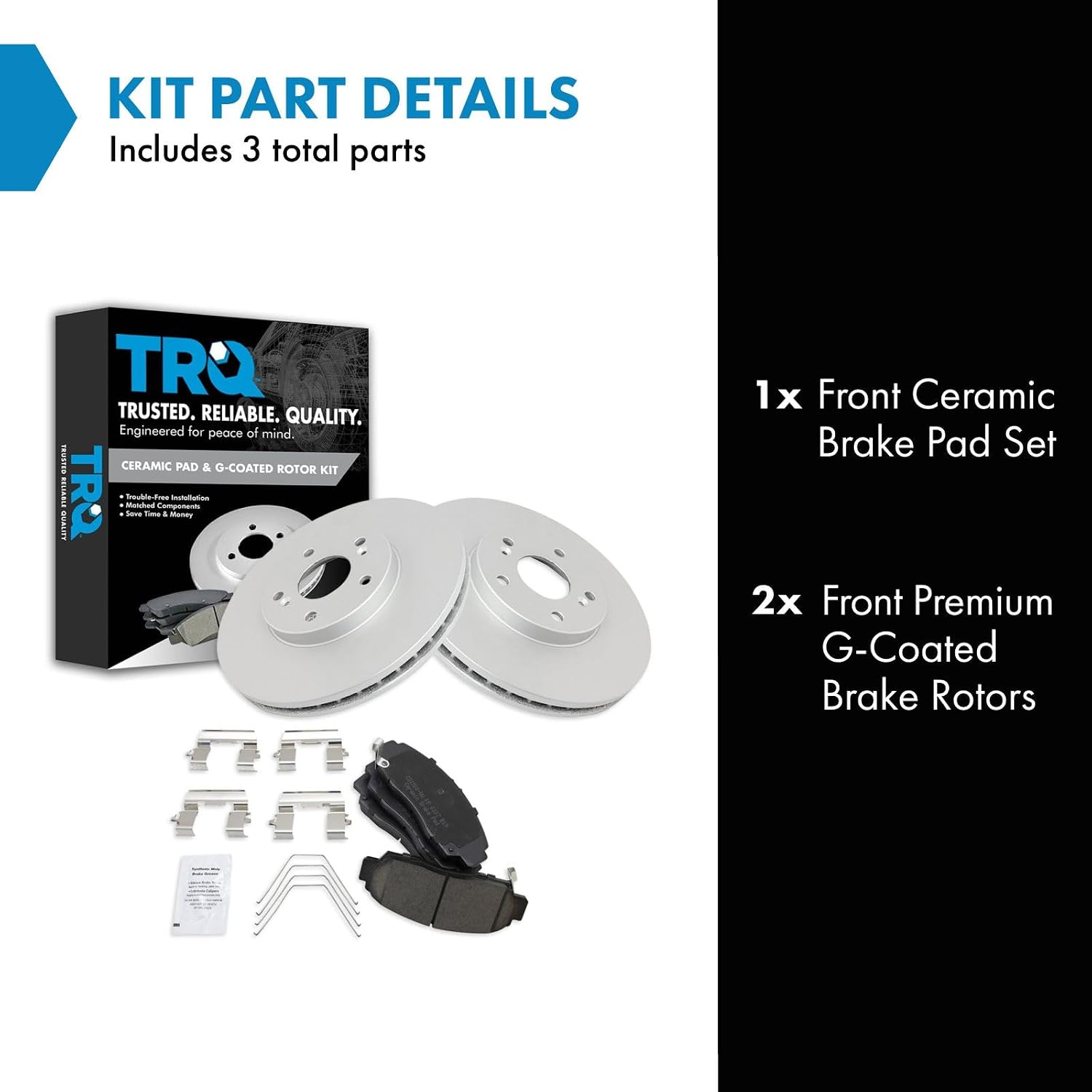 TRQ Front Ceramic Brake Pad and Rotor Set Coated Compatible with 2011-2014 Acura TSX, 2011-2012 Honda Accord EX 4 Door Sedan, 2011-2012 Honda Accord EX 2 Door Coupe