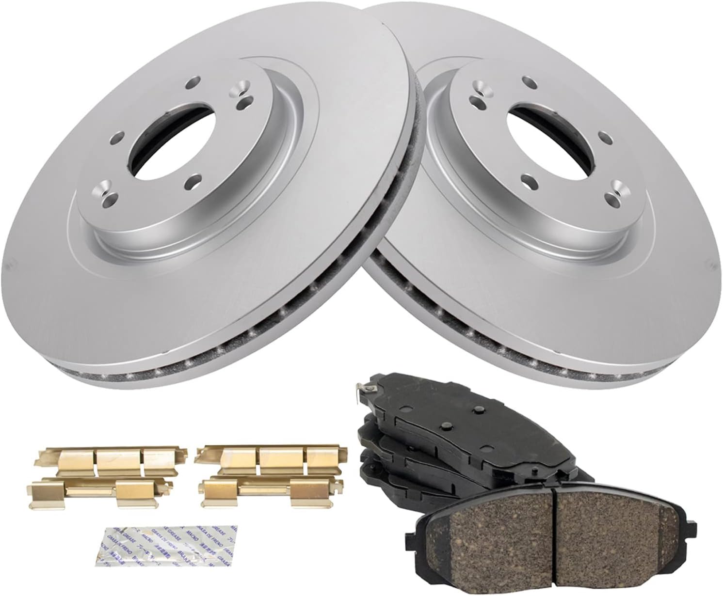 TRQ Front Brake Pad and Rotor Set Ceramic G Coated Vented Rotors Compatible with 2015-2021 Kia Sedona