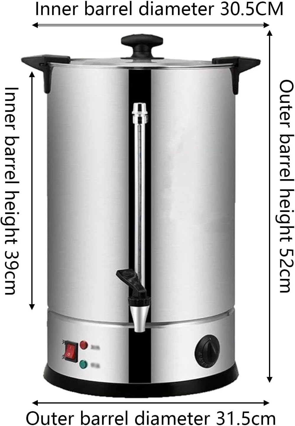 Electric Tea Urn,40L Commercial Stainless Steel Hot Water Urn Cateurn with Tap, Insulated Bucket for Coffee Water Milk,45L