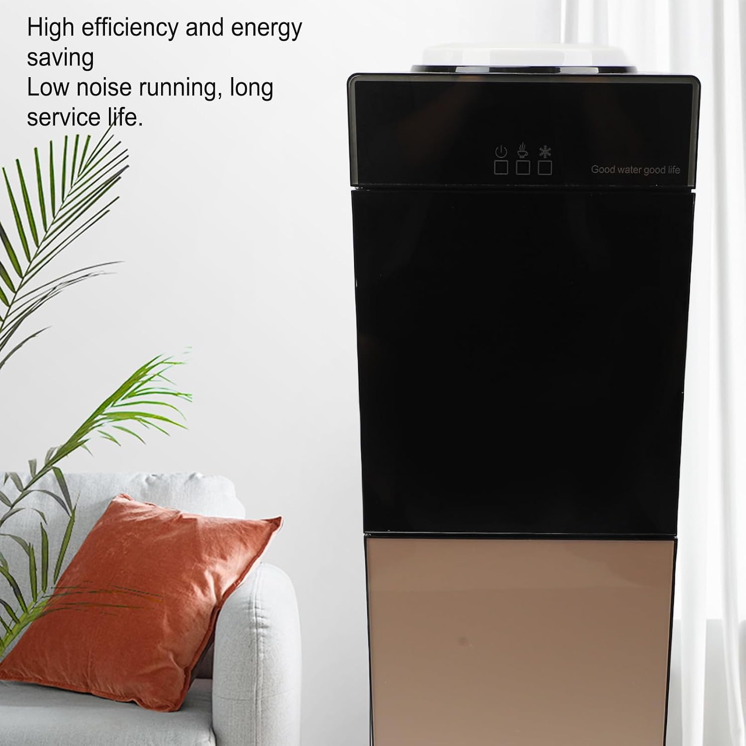 Top Loading Water Cooler Dispenser, Freestanding Hot and Cold Water Cooler Dispenser Desktop Electric Water Cooler Machine with Storage Cabinet for Home Office Use