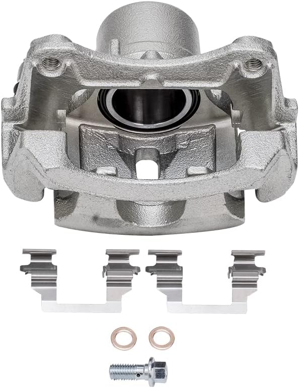 Detroit Axle - Front Brake Kit for 04-05 09-12 Chevy Malibu, 06-10 Pontiac G6, 07-09 Saturn Aura, Drilled & Slotted Disc Brake Rotors Ceramic Brakes Pads Left Brake Caliper Replacement: 11.65'' inch