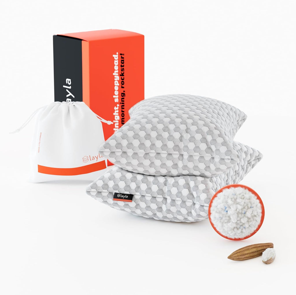 Layla Sleep Adjustable Fill Kapok Pillow, 2pack of the Luxurious Cooling Pillow, Queen, Supportive for Head and Neck, Fully Adjustable, Natural Material that is Light and Airy.