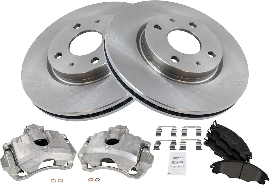 TRQ Front Brake Pad and Rotor Set Ceramic Vented Rotors Calipers Compatible with 2008-2011 Ford Focus