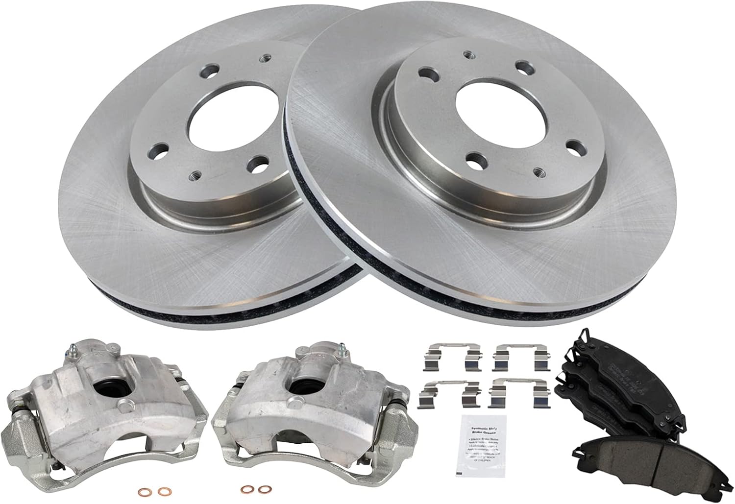 TRQ Front Brake Pad and Rotor Set Ceramic Vented Rotors Calipers Compatible with 2008-2011 Ford Focus