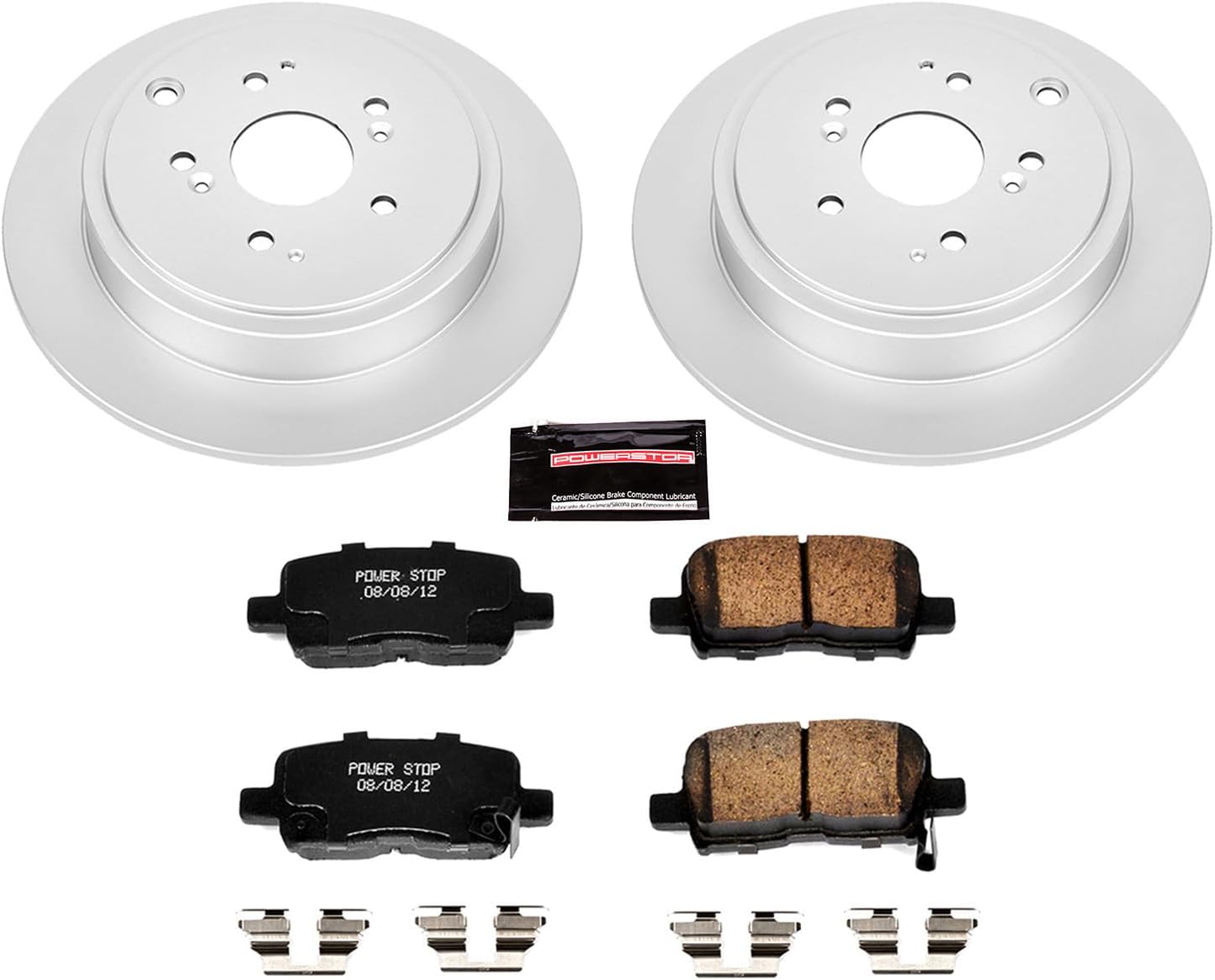 PowerStop Rear Brake Kit for Acura MDX 2001-06 | Honda Pilot 2003-08 - Fully-Coated Disc Rotors with Z17 Ceramic Brake Pads Replacement, CRK2382