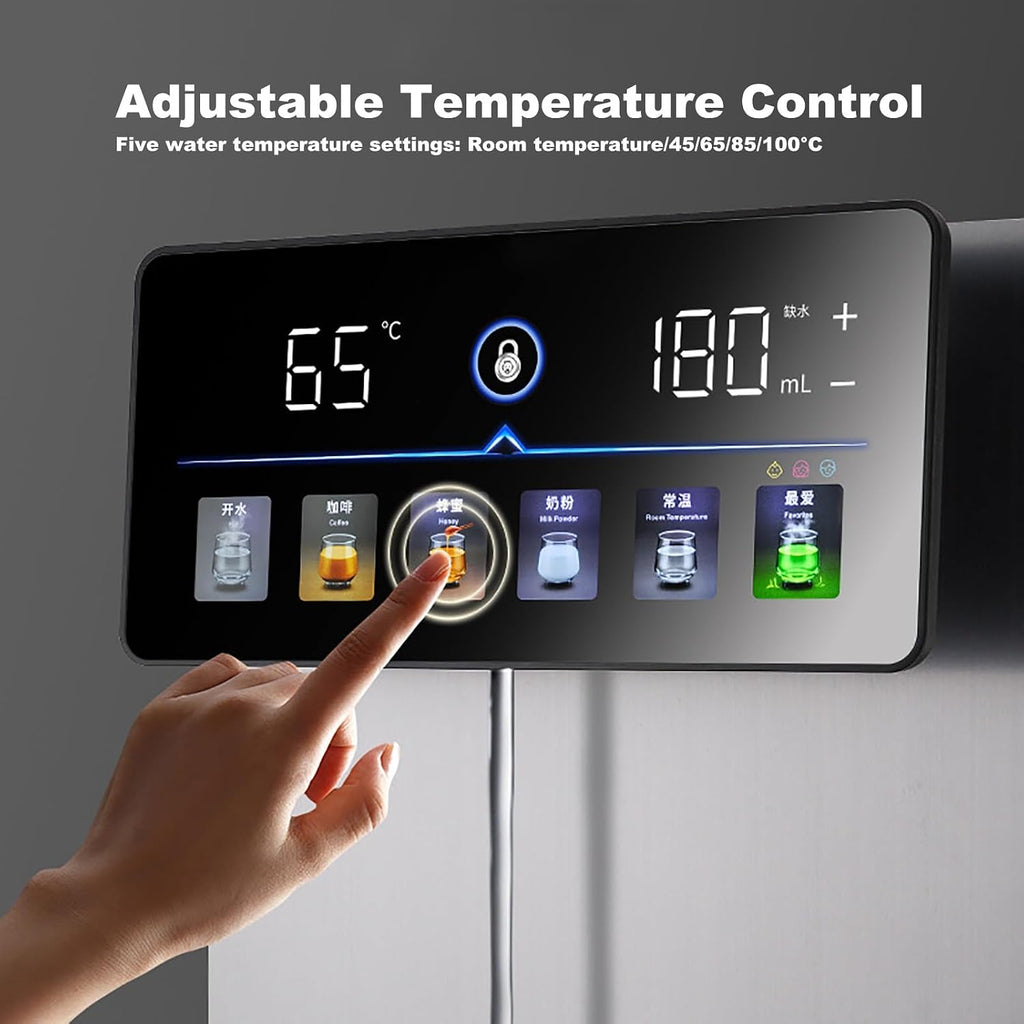 Wall-Mounted Mains Fed Unit Water Dispenser, Heating Water Dispenser 3S Instant Hot, W/Electronic Child Lock, Intelligent Touch Screen, for Office, Commercial Staff Canteens