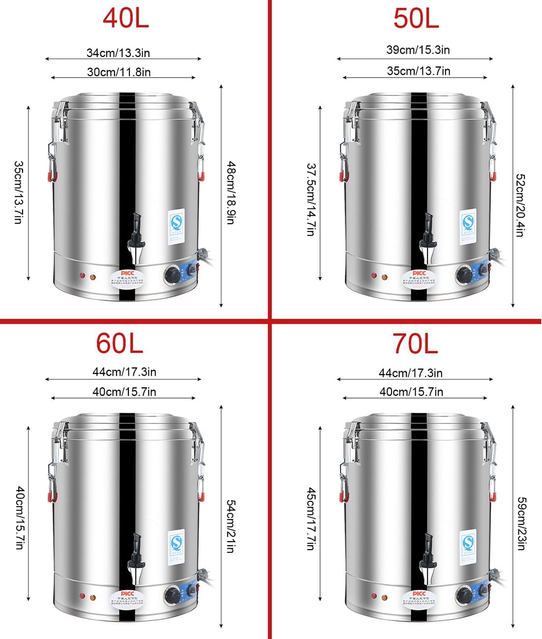 Commercial Electric Hot Water Urn, Stainless Steel Heating Tea Urn Insulated Bucket, Large Capacity Catering Urn，Hot Water Boiler Dispenser,30-110°C Temperature，for Restaurant Beverage Shop Party
