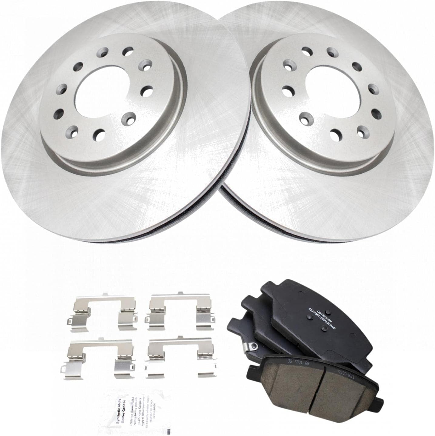 TRQ Front Brake Pad and Rotor Set Ceramic Compatible with 2016-2018 Buick Envision 2017-2018 LaCrosse 2018-2020 Regal Sportback Regal TourX Chevrolet Equinox GMC Terrain