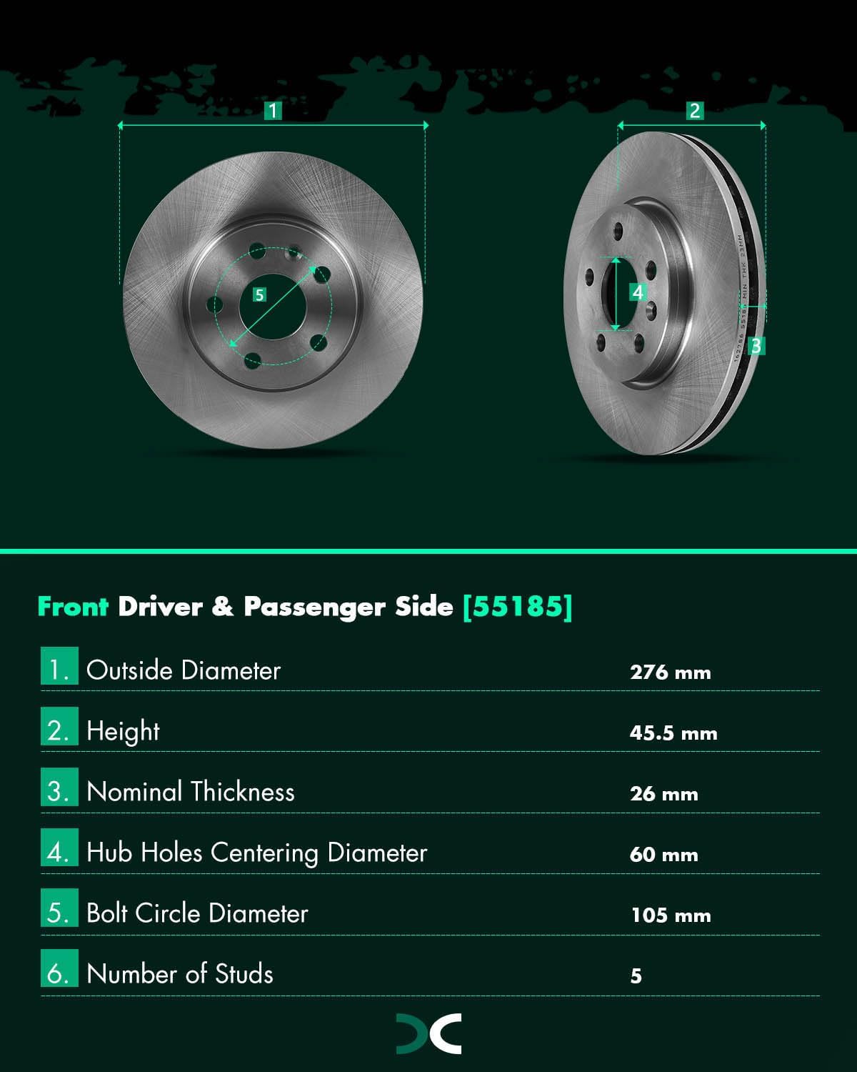 SCITOO - Brake Kits For Chevy For Cruze 2011-2015,For Chevy For Cruze Limited 2016,For Sonic 2012-2017 Front Disc Brake Rotors and Ceramic Brakes Pads Replacement: 55185;D1522-8730