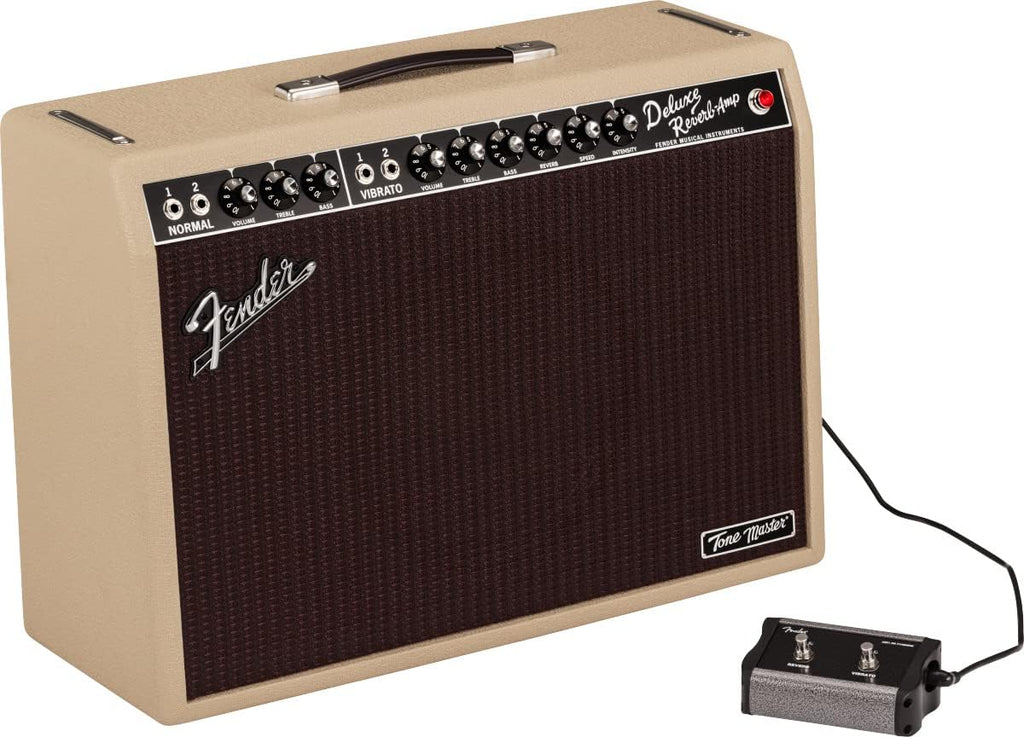 Fender Tone Master Deluxe Reverb 1x12-Inch Guitar Combo Amplifier - Blonde Bundle with Instrument Cable, Amperstand Guitar Cradle, Tuner, and 24-Pack Picks