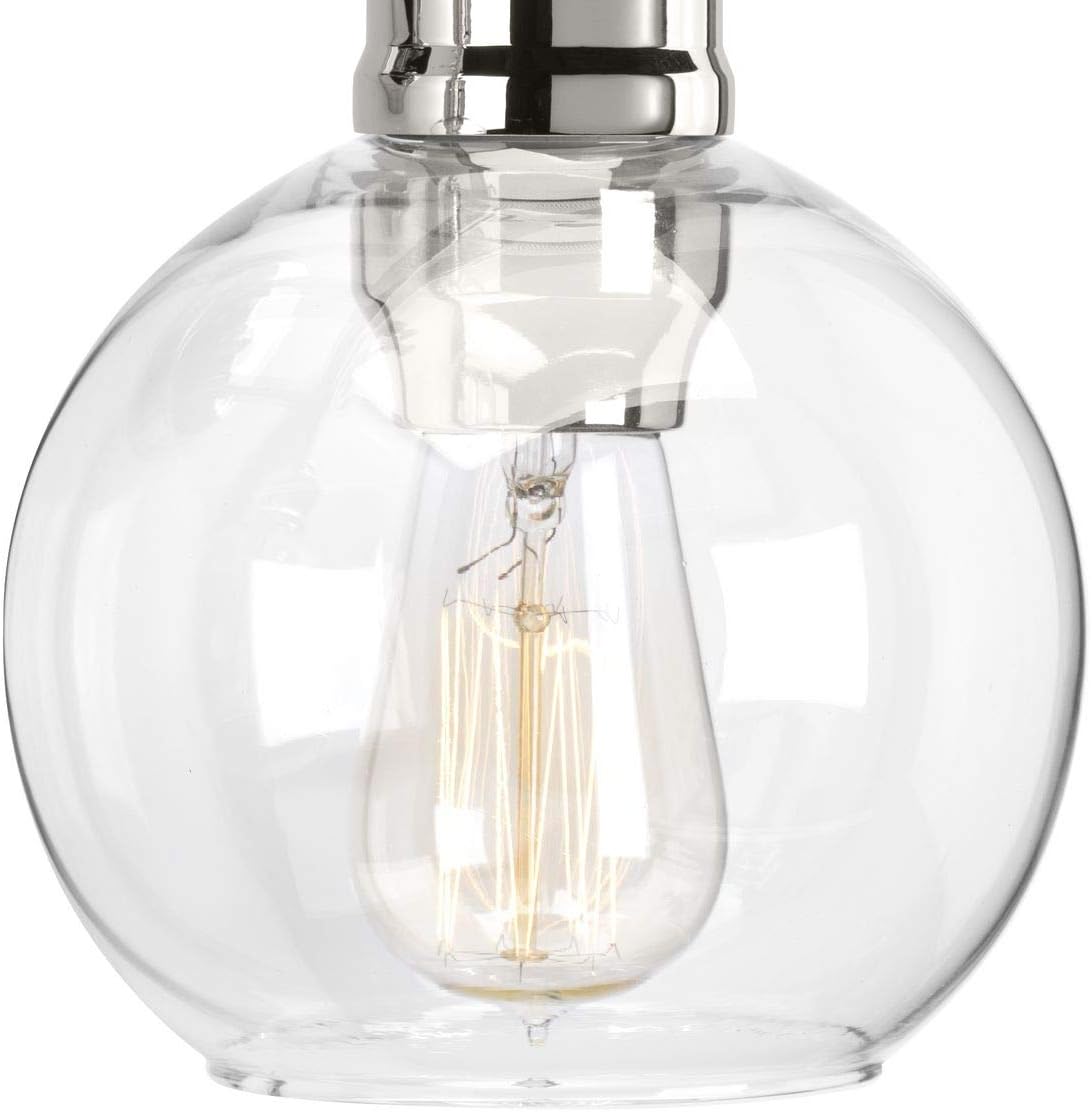 Hansford Collection 3-Light Clear Glass Coastal Bath Vanity Light Polished Nickel