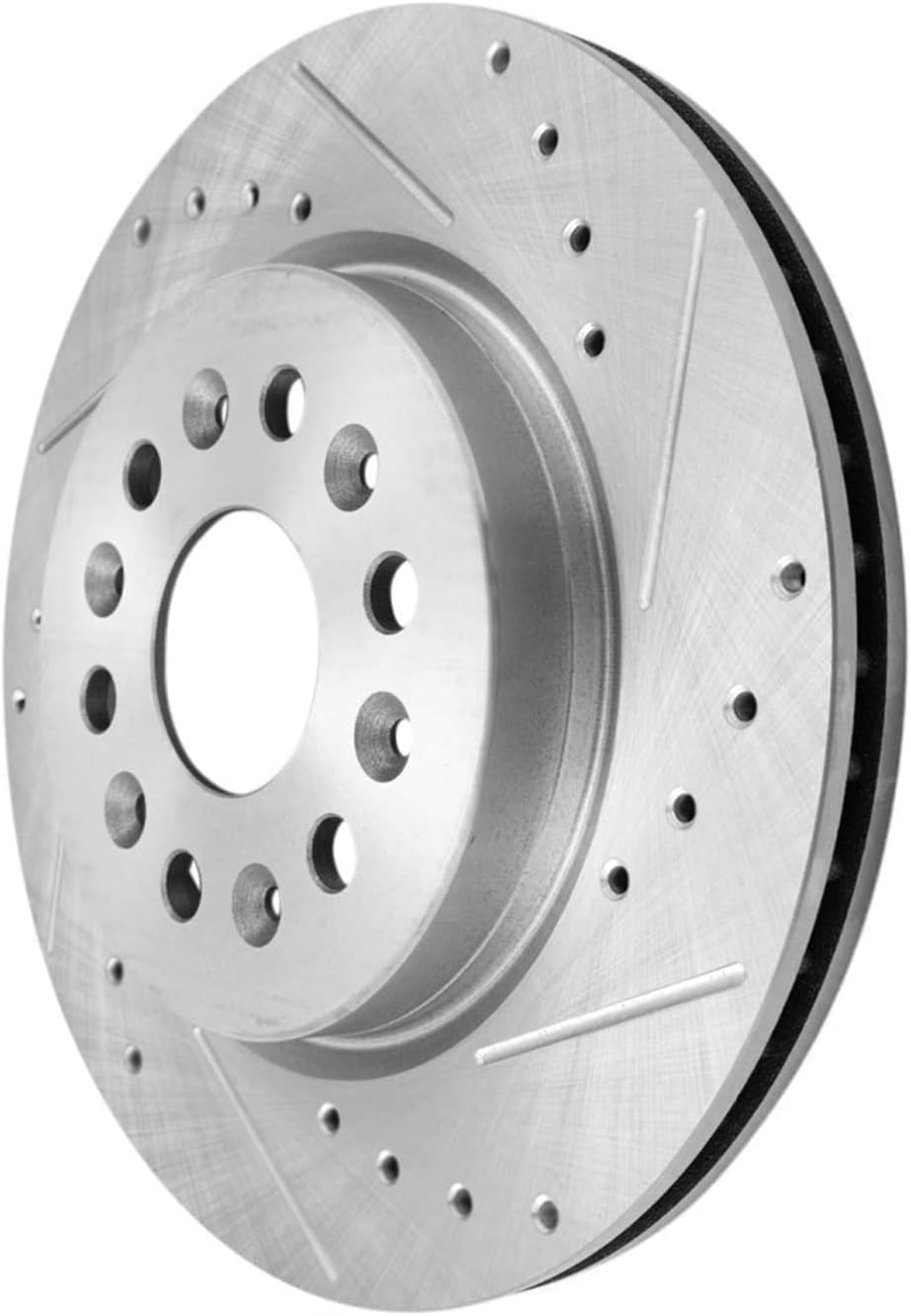 Detroit Axle - 4pc Brake Rotors for 2017-2025 Cadillac XT5, 2020-2025 XT6, 2018-2020 Buick Enclave, Drilled and Slotted Disc Brake Rotors Replacement : 13.58' inch Front and 12.40' inch Rear Rotors